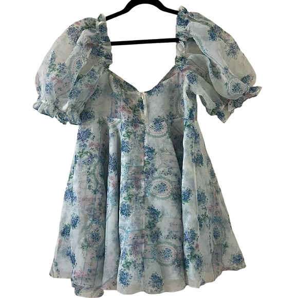 Selkie Blue and White Floral Dress - Picture 3 of 3